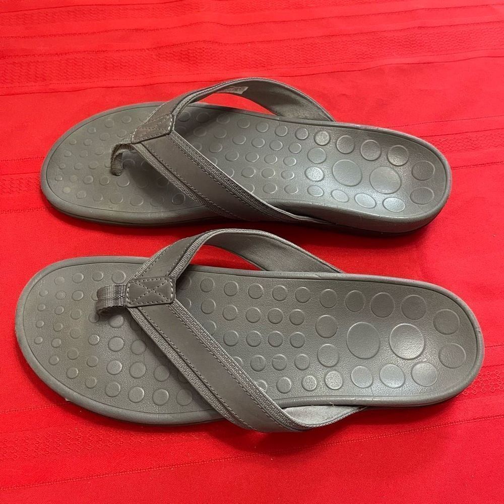 Vionic Men’s Grey Flip Flops Size 14 - Picture 2 of 8